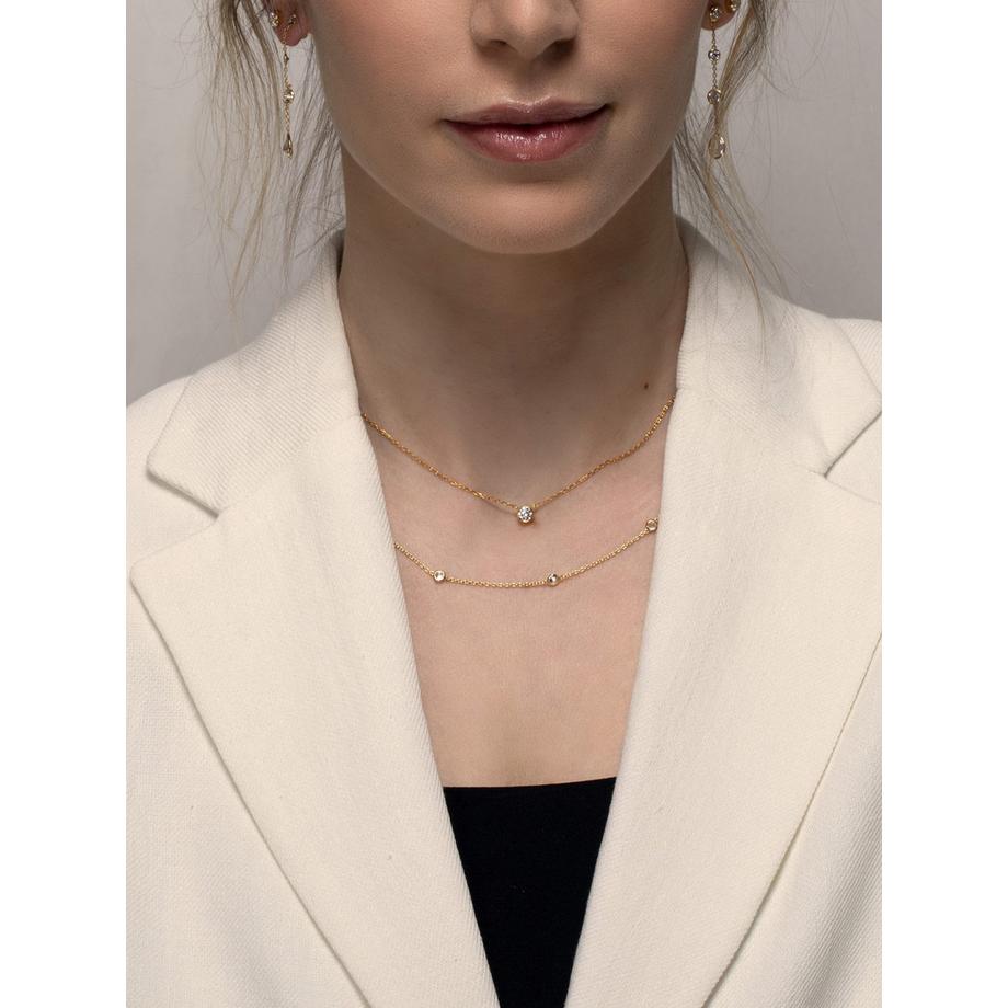 PHANTASYA  Collier avec zirconium 1618 Plaqué or 