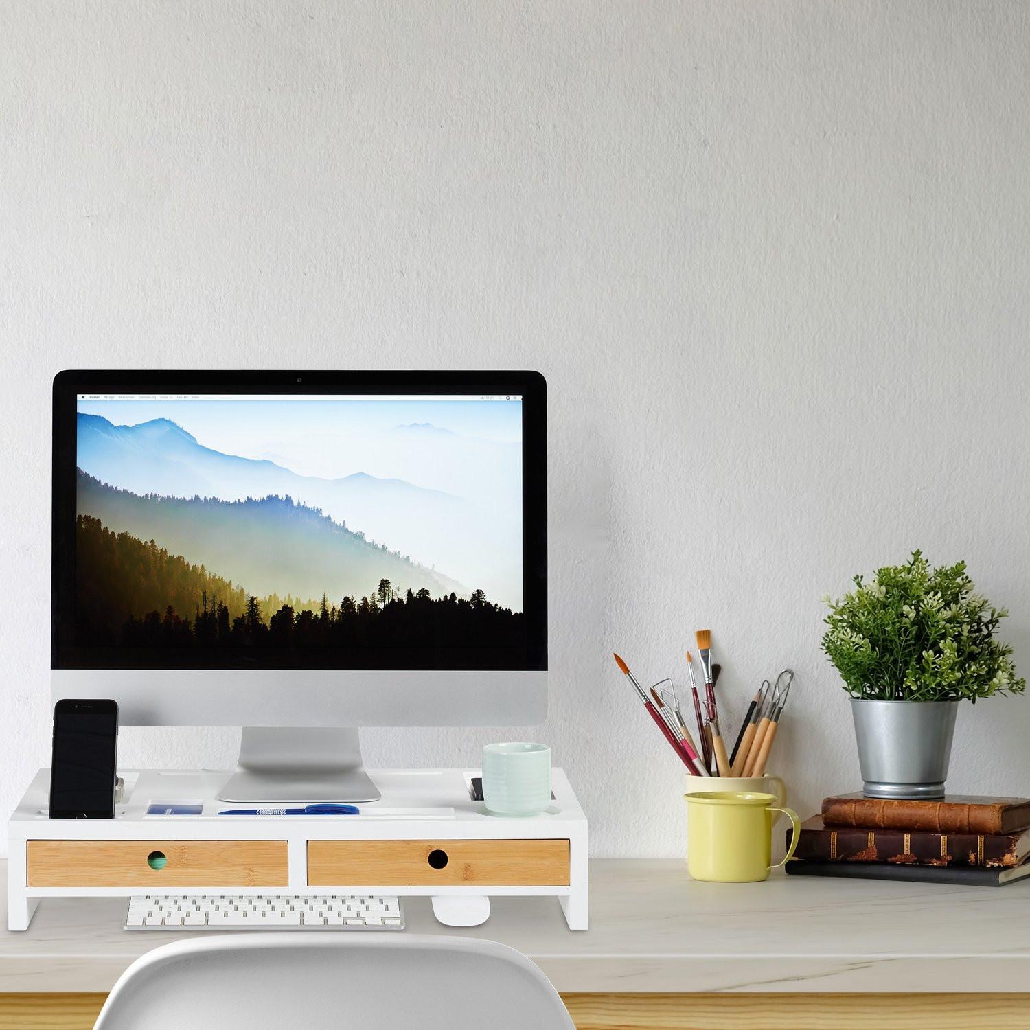 Northix Supporto per schermo e portaoggetti da scrivania  