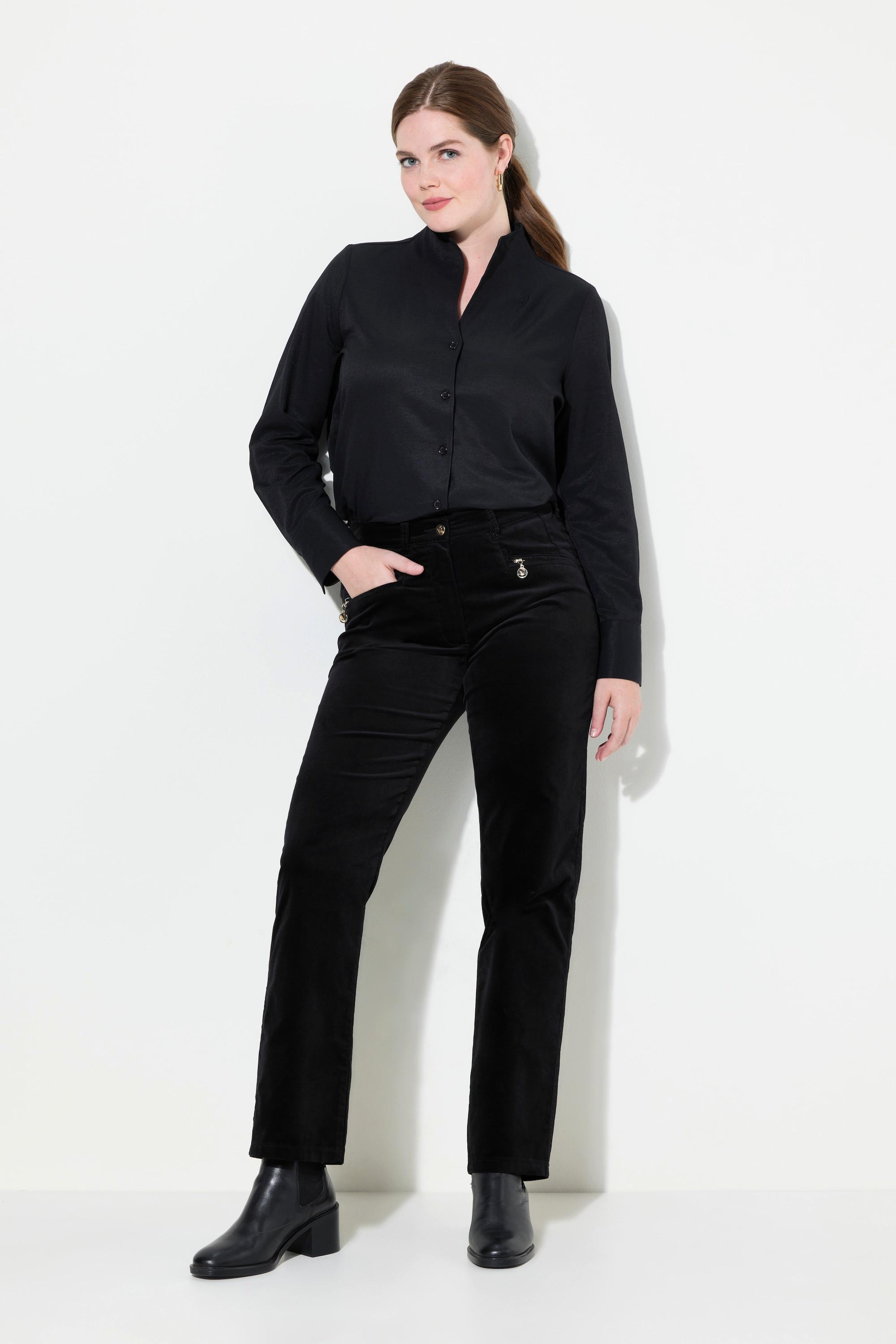 Ulla Popken Mony Pantalon en velours jambe carotte taille confortable  