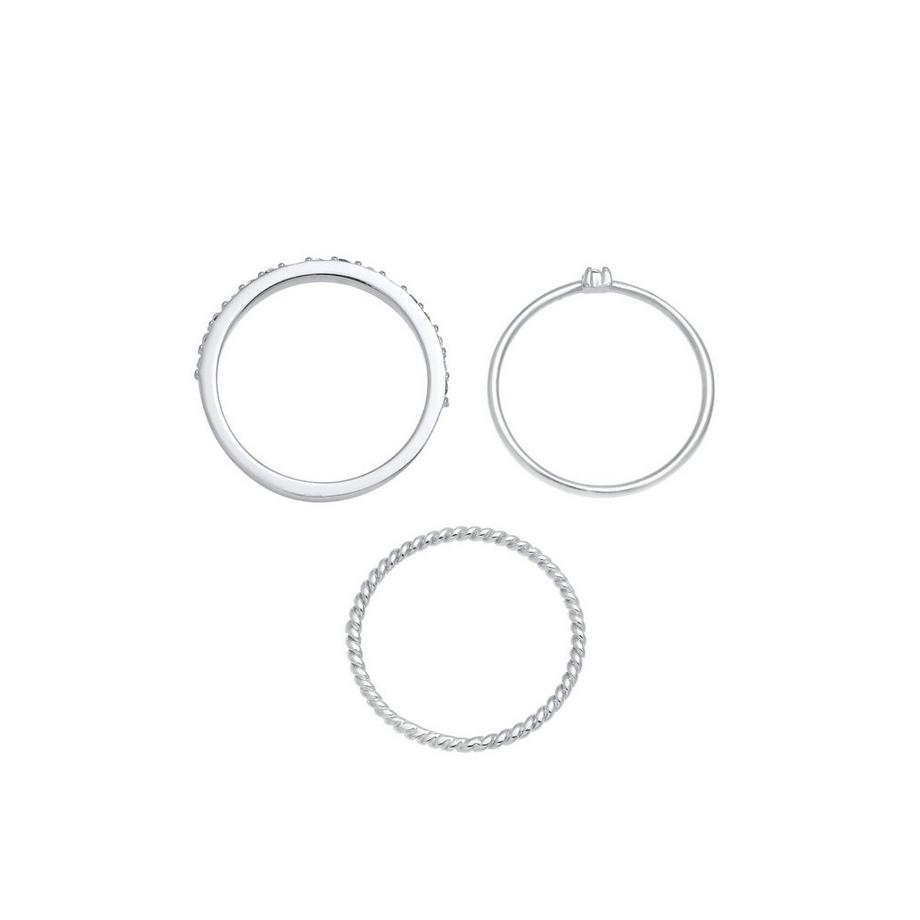 Elli  Bague Femmes Pile Set Moderne Solitaire Torsadé Tendance Multicolore 