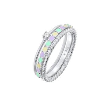 Ring Multi-Color Emaille Kristall 3Er Set