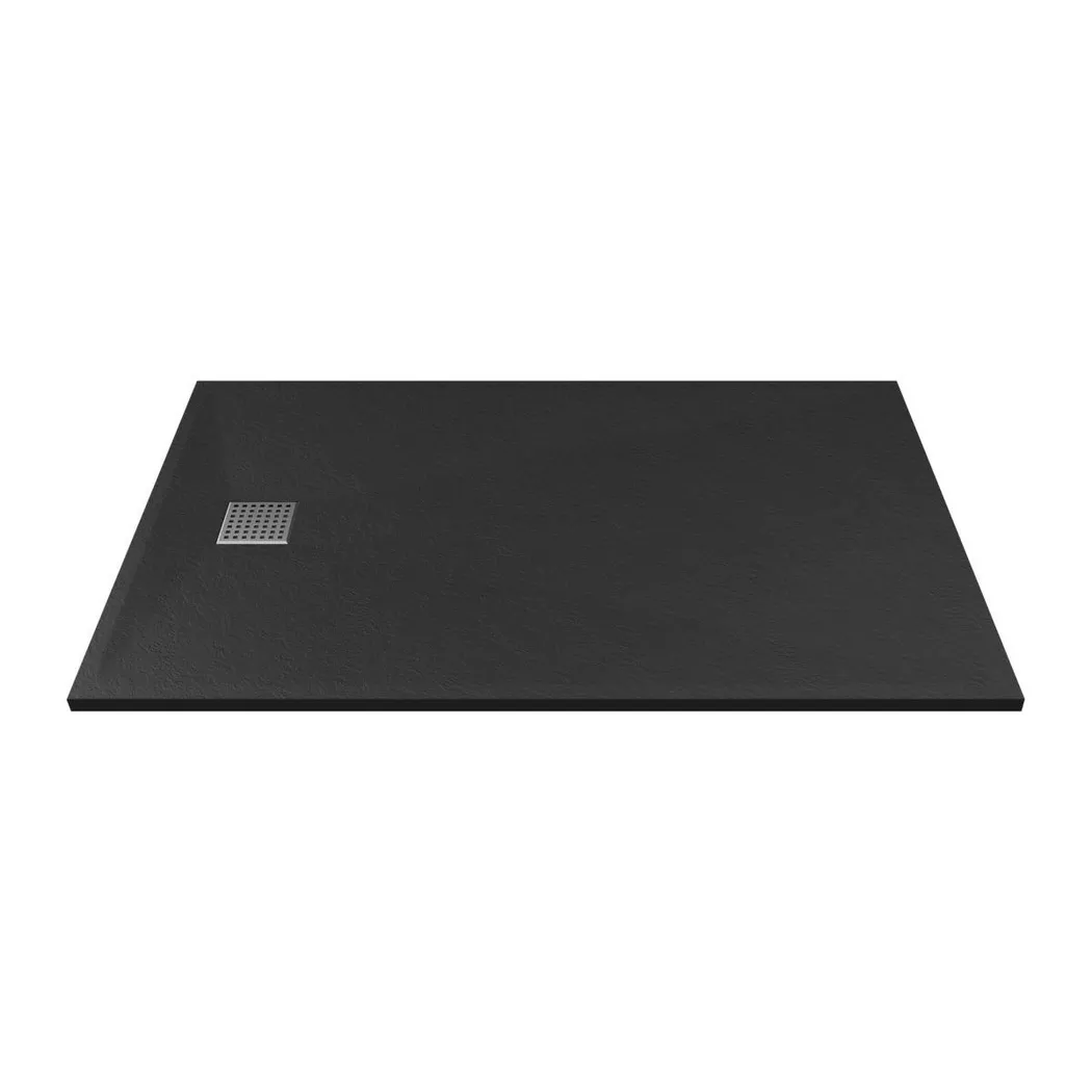 Vente-unique Ultra-Slim Trimmable SMC Resin Shower Tray for Surface Or Recessed in Black | Size: 1200mm x 900mm