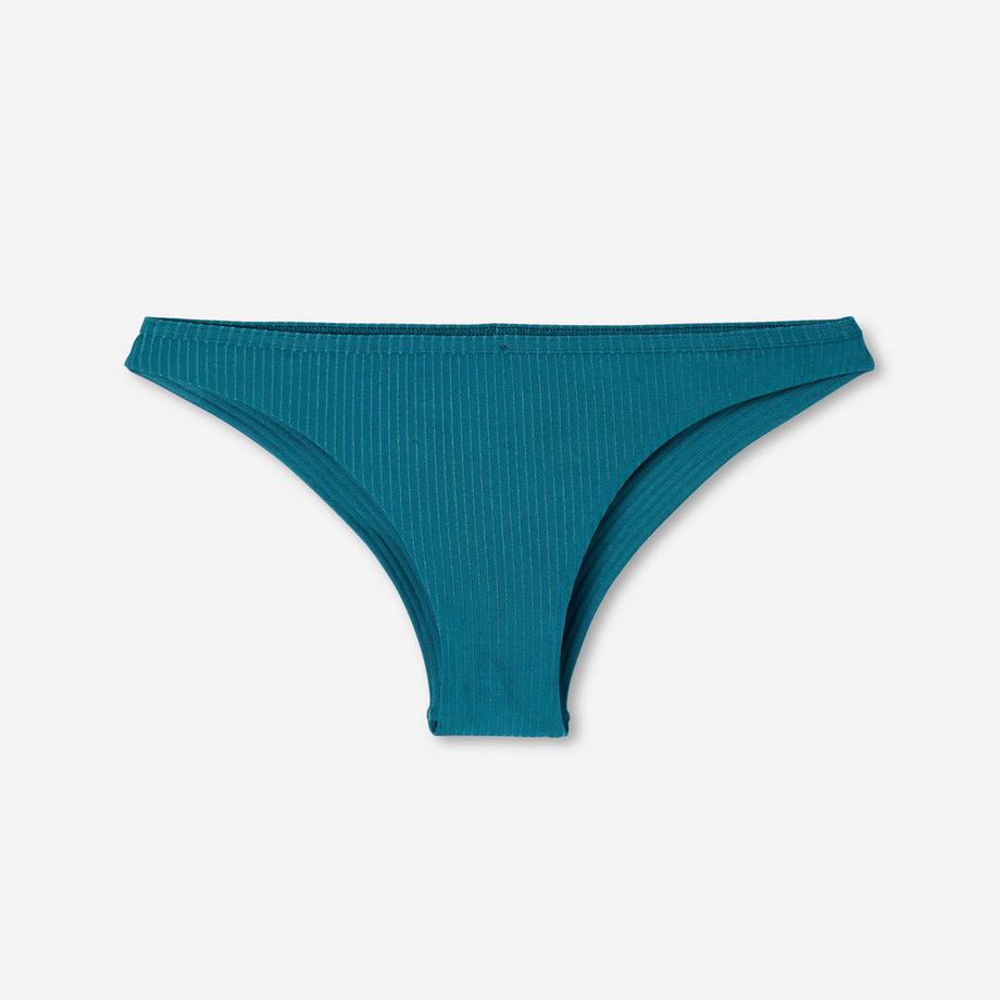 DECATHLON Lulu Gerippte Tanga Bikinihose Hoher Beinausschnitt  