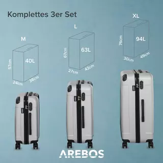 XL Grande Valise 4 Roues ABS MOYEN Léger Coque Dure Bagage Case