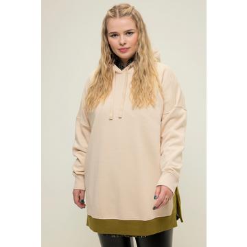 Maglia bicolore dal taglio oversize con cappuccio