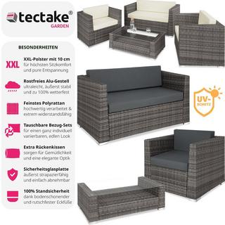 Tectake Rattan Lounge mit Aluminiumgestell München inkl. Bezüge in 2 Farben  