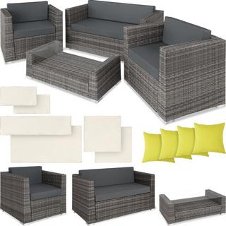 Tectake Rattan Lounge mit Aluminiumgestell München inkl. Bezüge in 2 Farben  