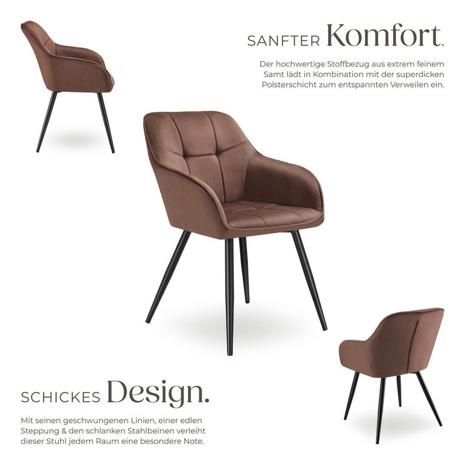 Tectake Chaise de salle à manger MARILYN rembourrée et en velours matelassé  