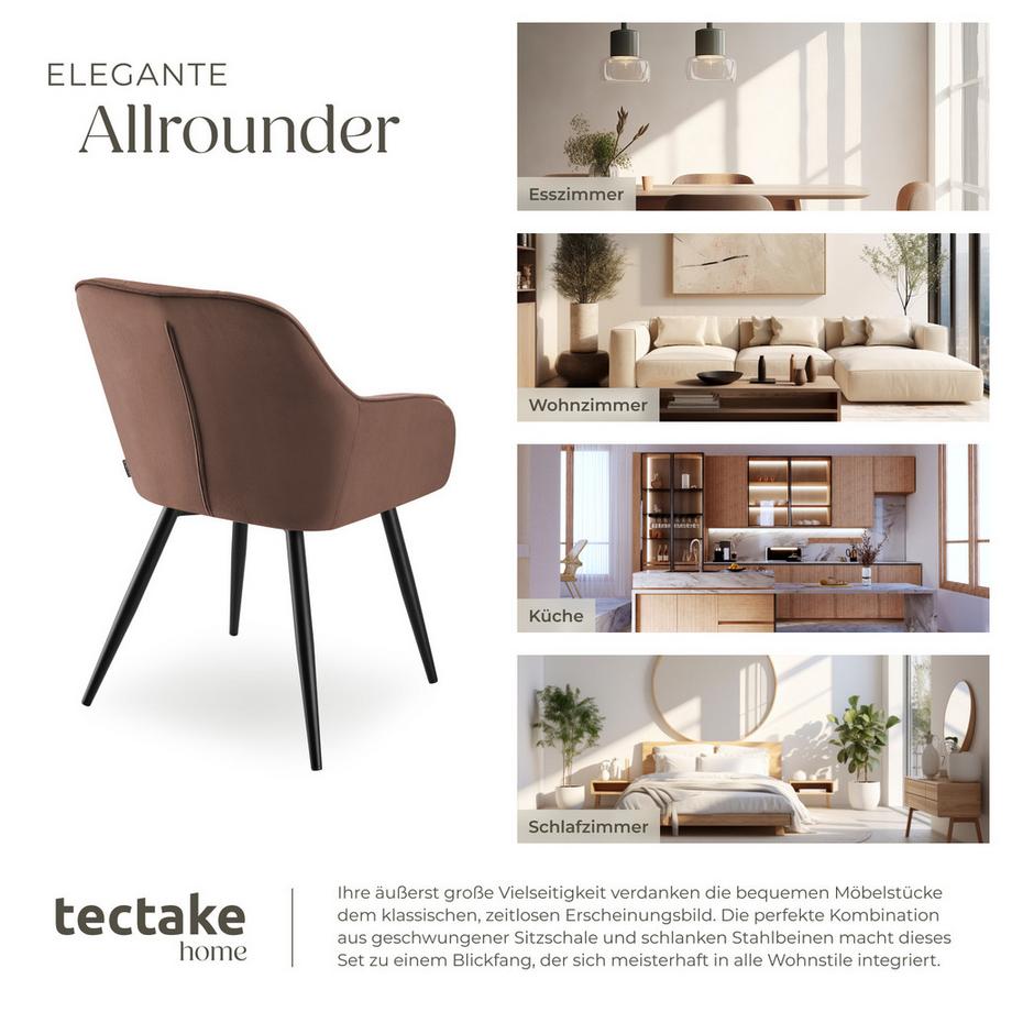 Tectake Chaise de salle à manger MARILYN rembourrée et en velours matelassé  