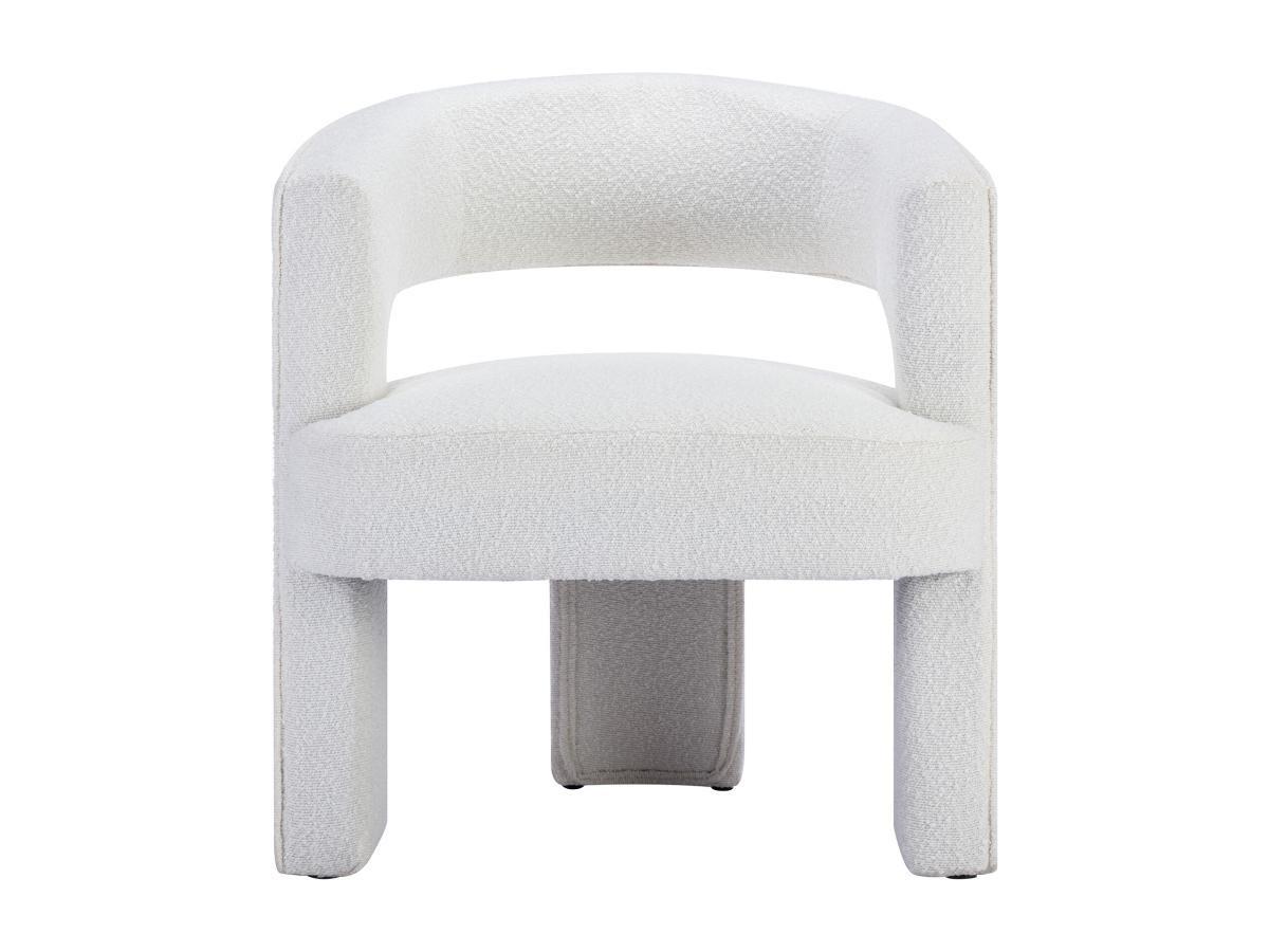 Vente-unique Fauteuil en tissu bouclette blanc FONTANOVA  