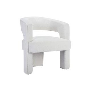 Vente-unique Fauteuil en tissu bouclette blanc FONTANOVA  