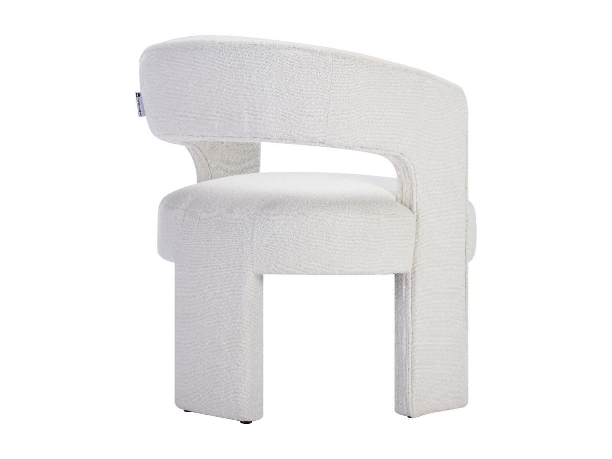 Vente-unique Fauteuil en tissu bouclette blanc FONTANOVA  