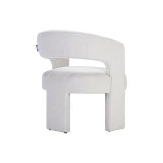 Vente-unique Fauteuil en tissu bouclette blanc FONTANOVA  