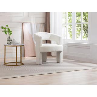 Vente-unique Fauteuil en tissu bouclette blanc FONTANOVA  