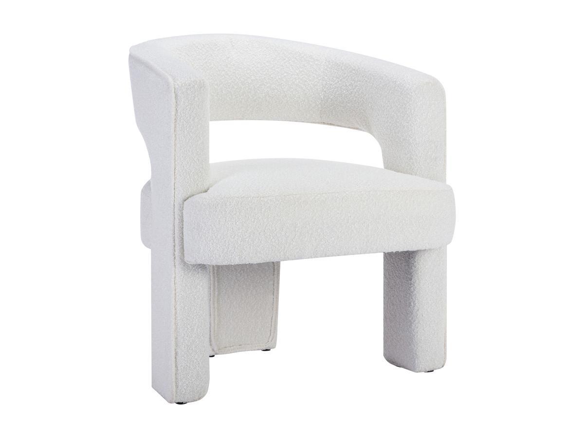 Vente-unique Fauteuil en tissu bouclette blanc FONTANOVA  