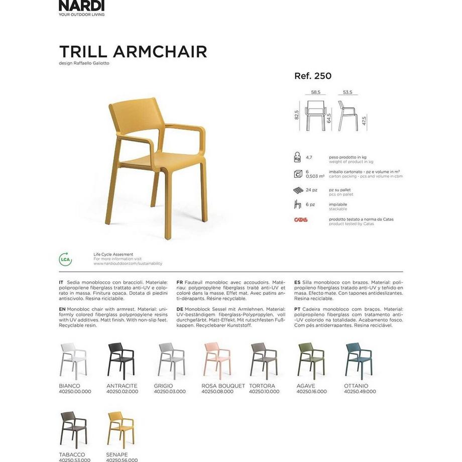 NARDI outdoor Fauteuil de jardin Trill marron foncé  