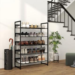 Northio Étagère À Chaussures, Étagère À Chaussures À 5 Niveaux, Étagère À Chaussures Pour Max. 15 Paires De Chaussures, Organisateur De Chaussures Avec Poignée Pour Entrée, Chambre À Coucher, Acier, 72 X 30 X 102 Cm, Noir.  