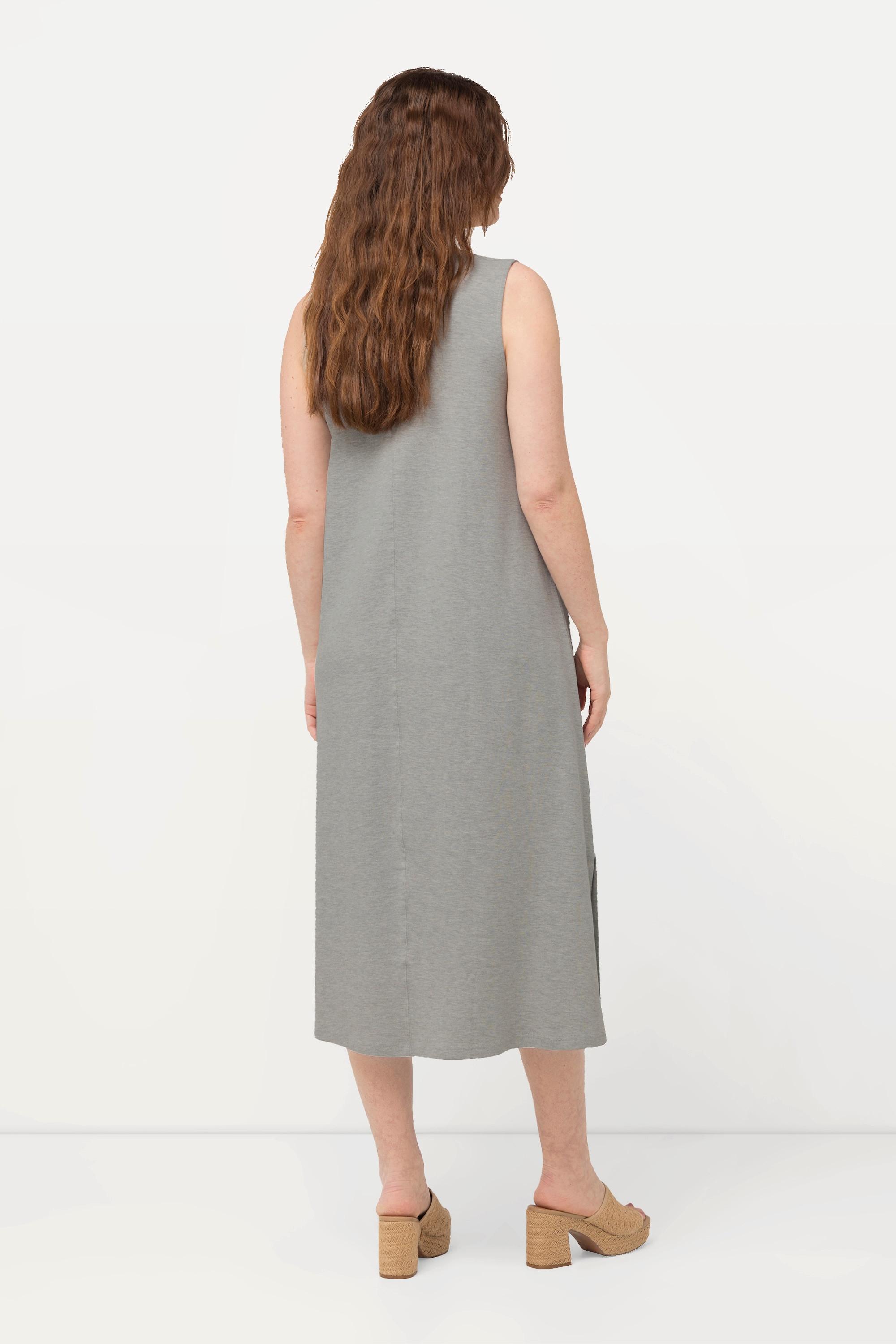 Ulla Popken Abito midi in jersey Scollo a V smanicato Cotone biologico  