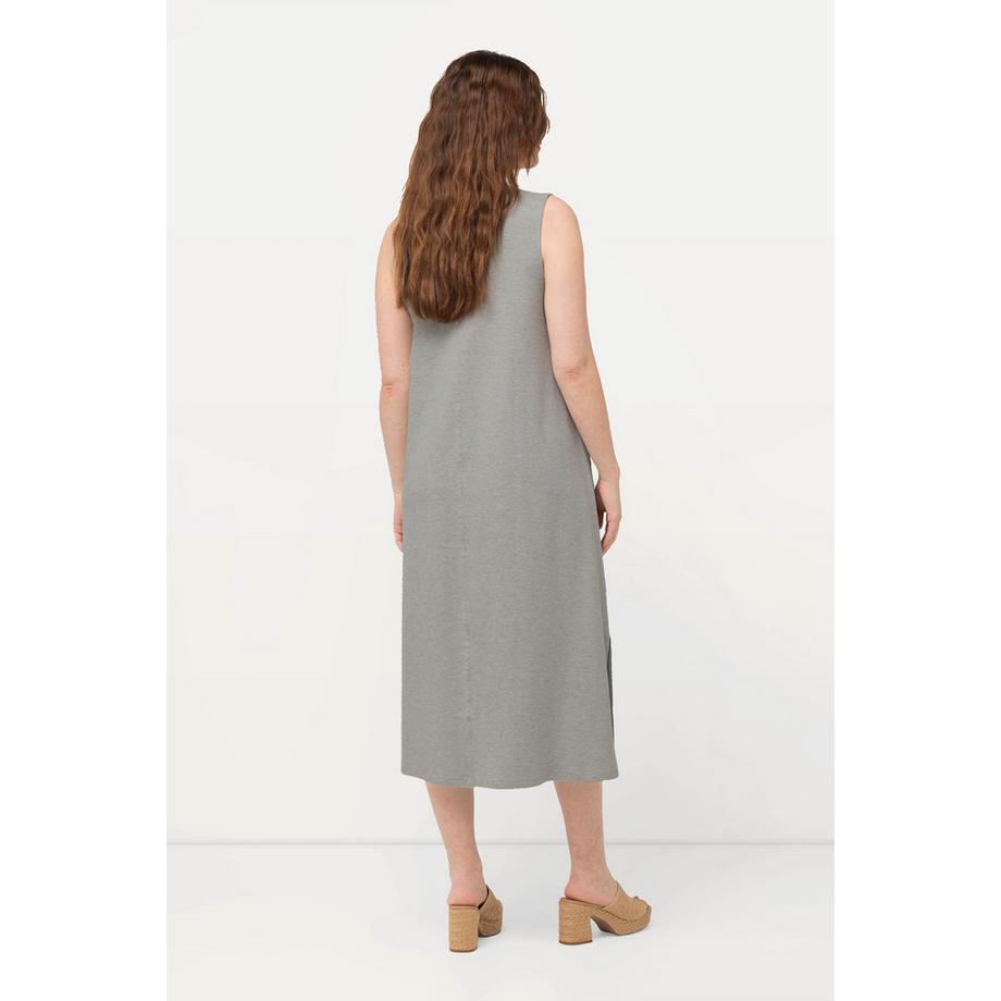 Ulla Popken Jersey Midikleid V-Ausschnitt ärmellos Biobaumwolle  