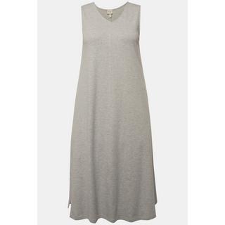 Ulla Popken  Jersey-Midikleid, V-Ausschnitt, ärmellos, Biobaumwolle 