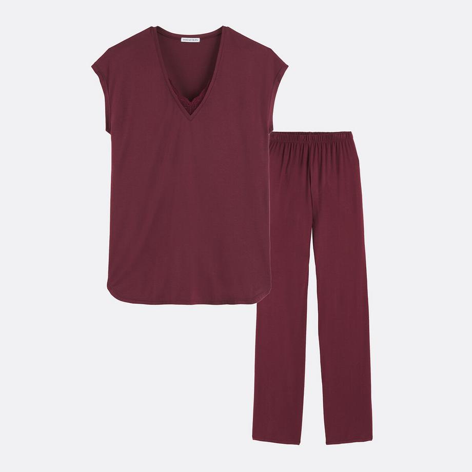 La Redoute Collections Pyjama Set mit Spitzenbesatz  