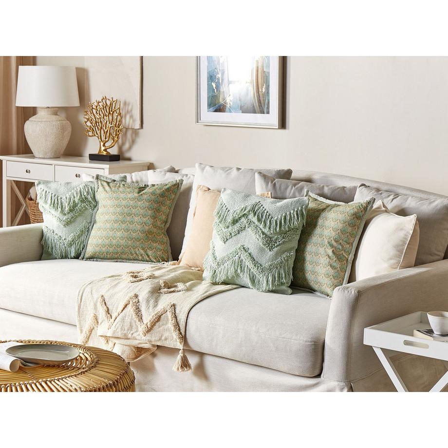 Beliani Dekokissen 2er Set aus Baumwolle Boho BACOPA  