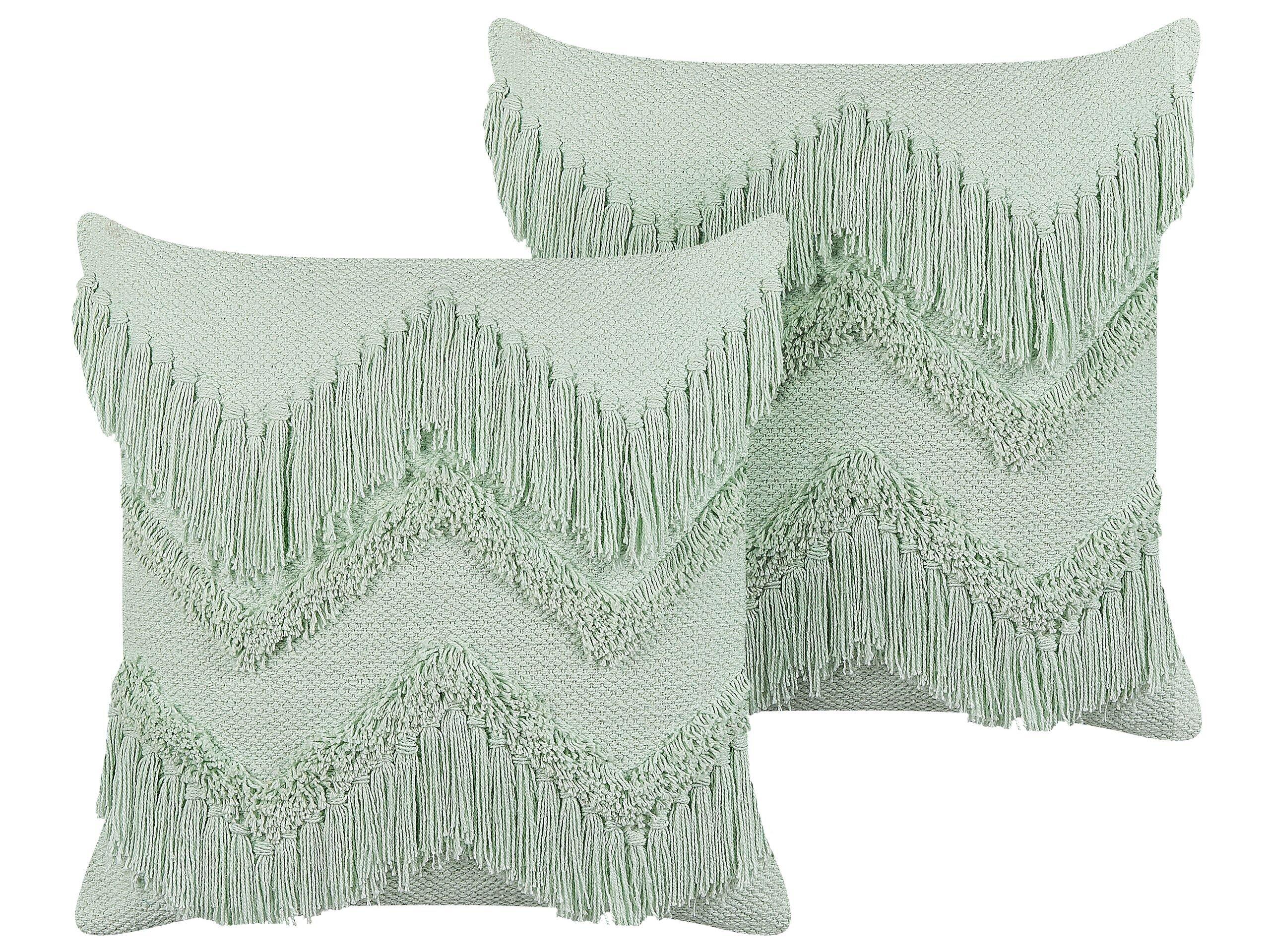 Beliani Lot de 2 coussins décoratifs en Coton Boho BACOPA  