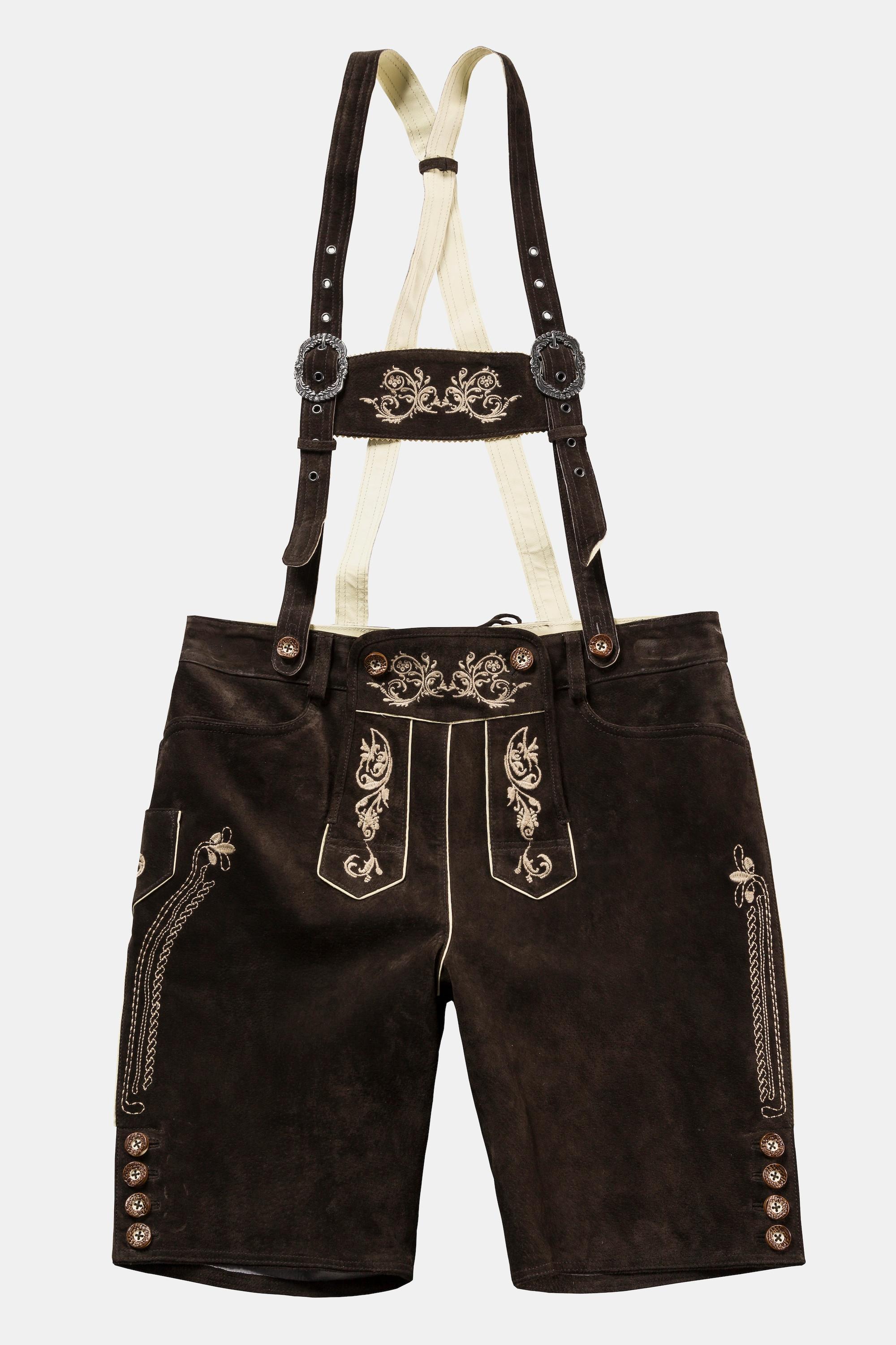 JP1880  Lederhosen in tradizionale stile Tracht in pelle vera con ricami 