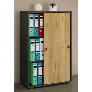 VCM Büroschrank mit 3 Fächern | moderner Aktenschrank mit Schiebetüren | Maße ca. B. 70 x H. 111 x T. 40 cm – Lona 3-Fach  