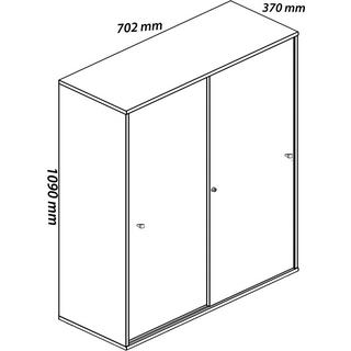 VCM Büroschrank mit 3 Fächern | moderner Aktenschrank mit Schiebetüren | Maße ca. B. 70 x H. 111 x T. 40 cm – Lona 3-Fach  