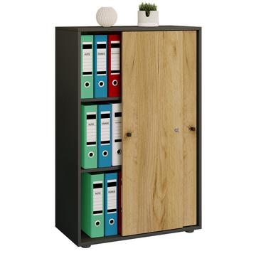 Holz Büroschrank Ordner Aktenschrank Büromöbel Schrank Lona 3-fach Schiebetüren