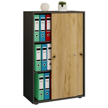Büroschrank mit 3 Fächern | moderner Aktenschrank mit Schiebetüren | Maße ca. B. 70 x H. 111 x T. 40 cm – Lona 3-Fach