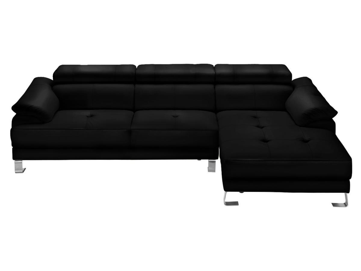 Vente-unique Ecksofa Leder - Ecke rechts - Schwarz - EXCELSIOR II  