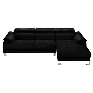 Vente-unique Ecksofa Leder - Ecke rechts - Schwarz - EXCELSIOR II  