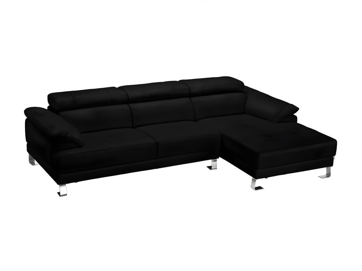 Vente-unique Ecksofa Leder - Ecke rechts - Schwarz - EXCELSIOR II  