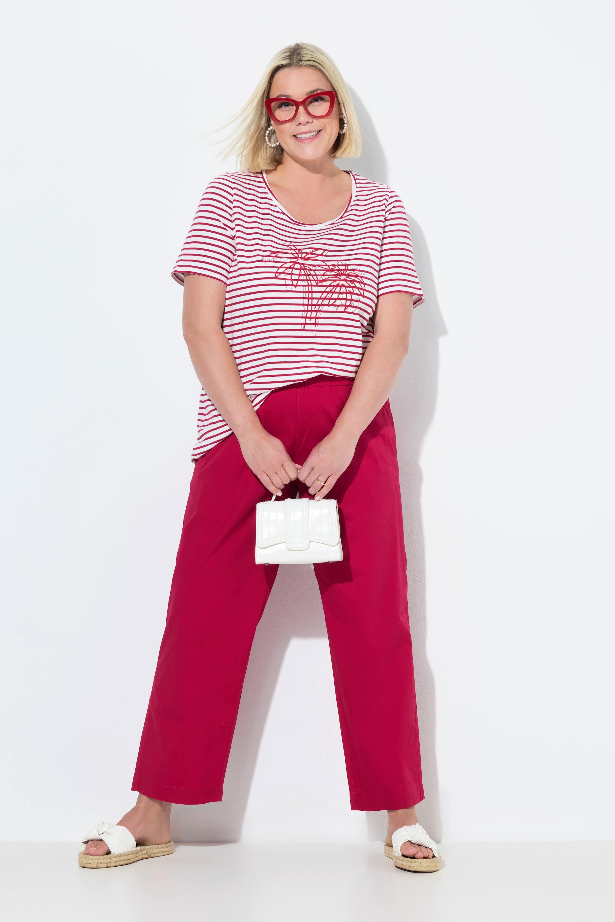 Ulla Popken Ruby 7/8 Chinohose Elastikbund Weites Gerades Bein  