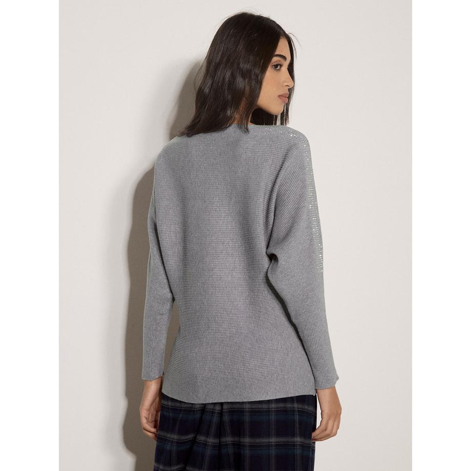 APRICOT Maglione a coste con applicazioni di strass  