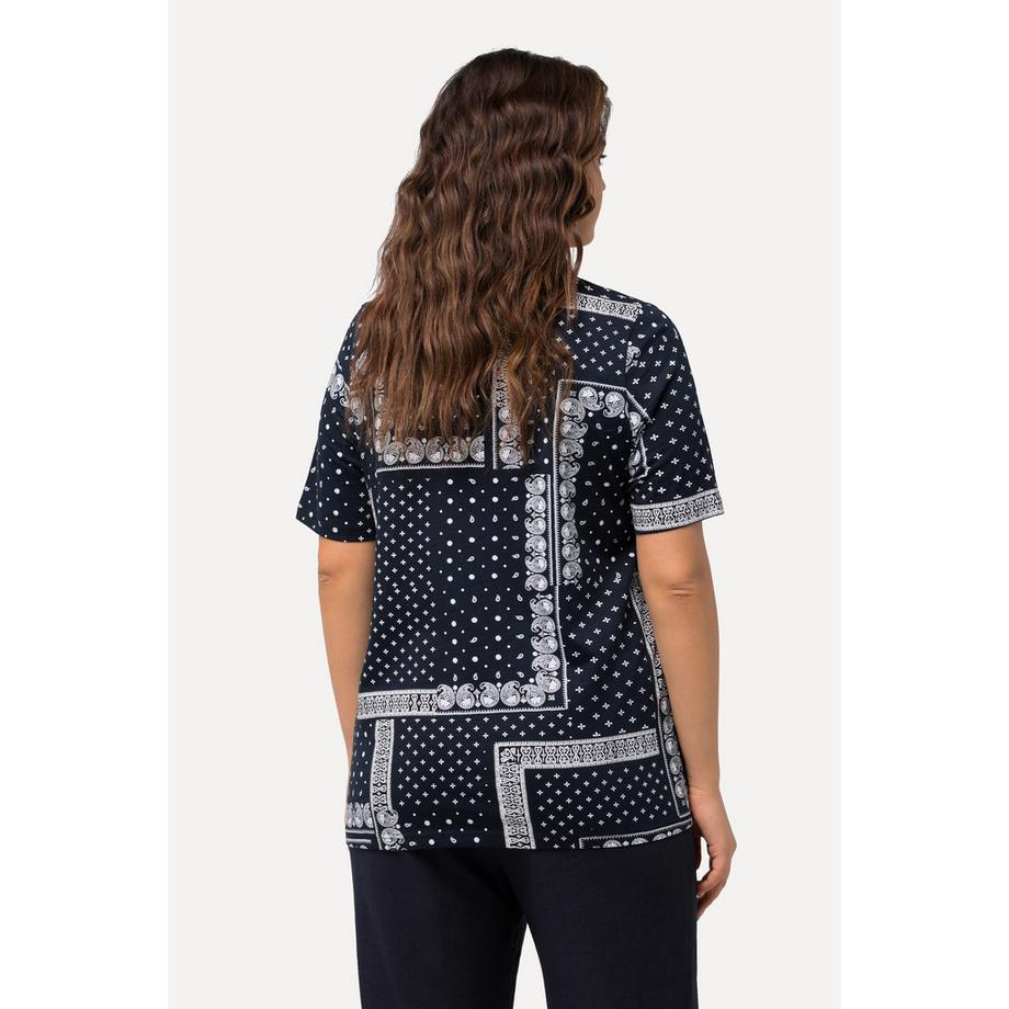 Ulla Popken Vintage A-Linie Rundhals Halbarm T-Shirt  