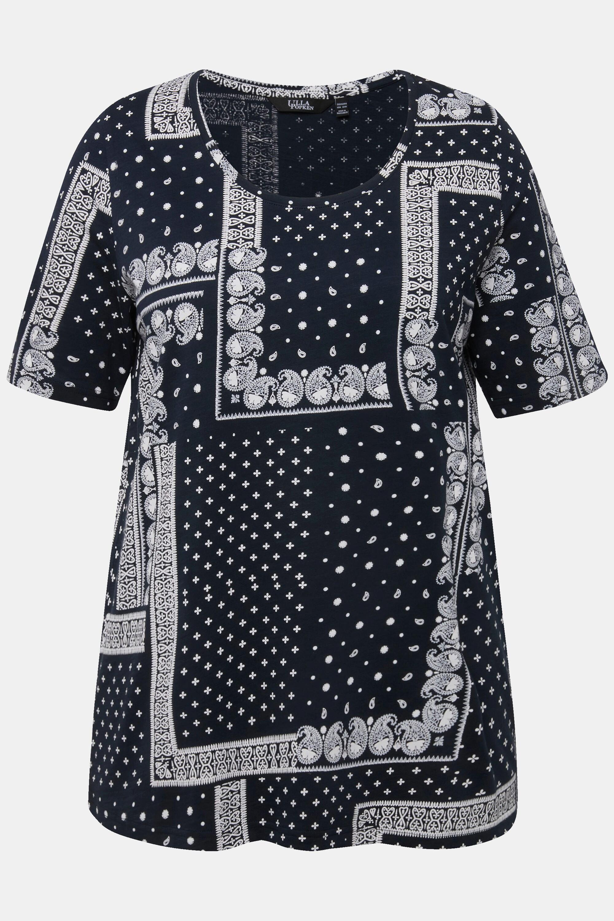 Ulla Popken T-Shirt Vintage Ligne A Col Rond Manches Courtes  