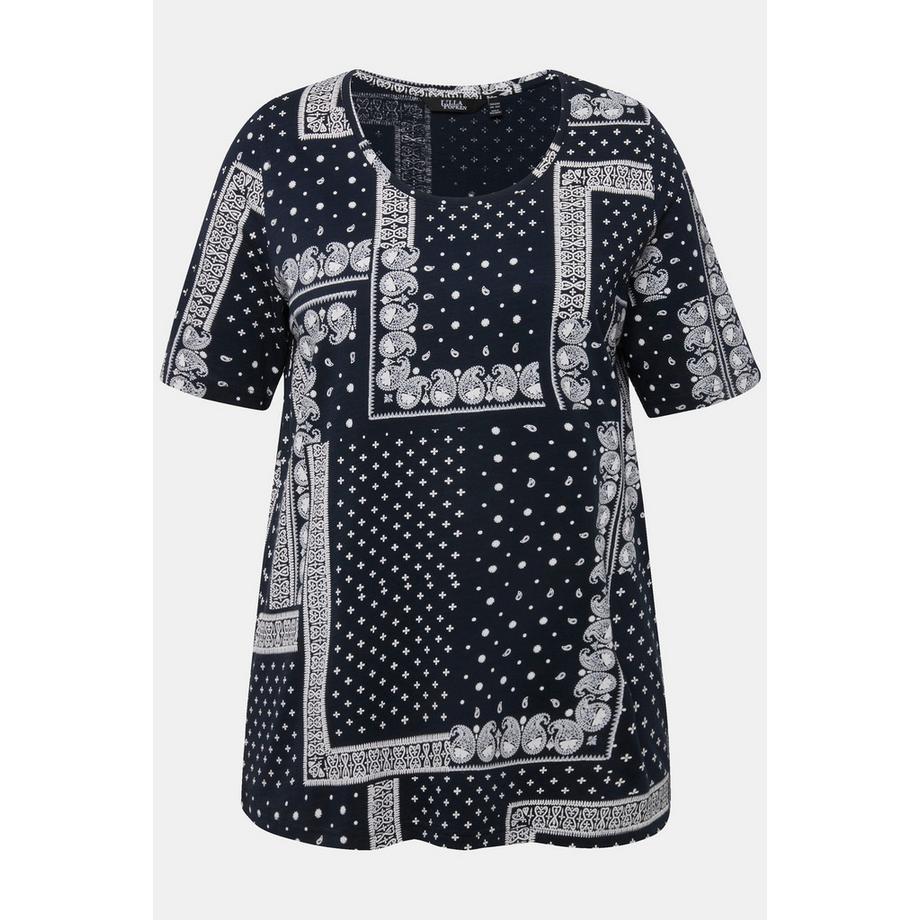 Ulla Popken Vintage A-Linie Rundhals Halbarm T-Shirt  