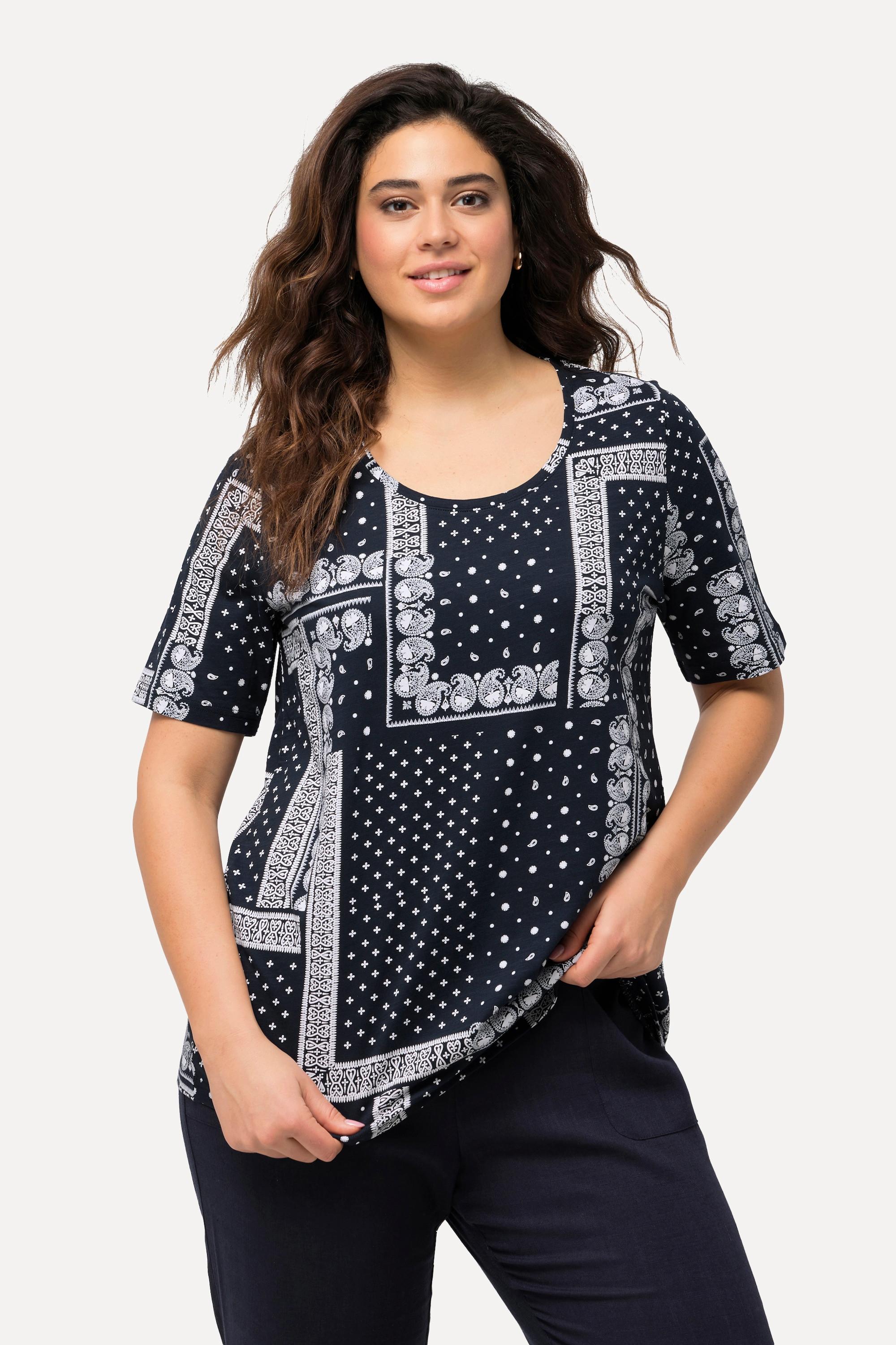 Ulla Popken T-Shirt Vintage Ligne A Col Rond Manches Courtes  