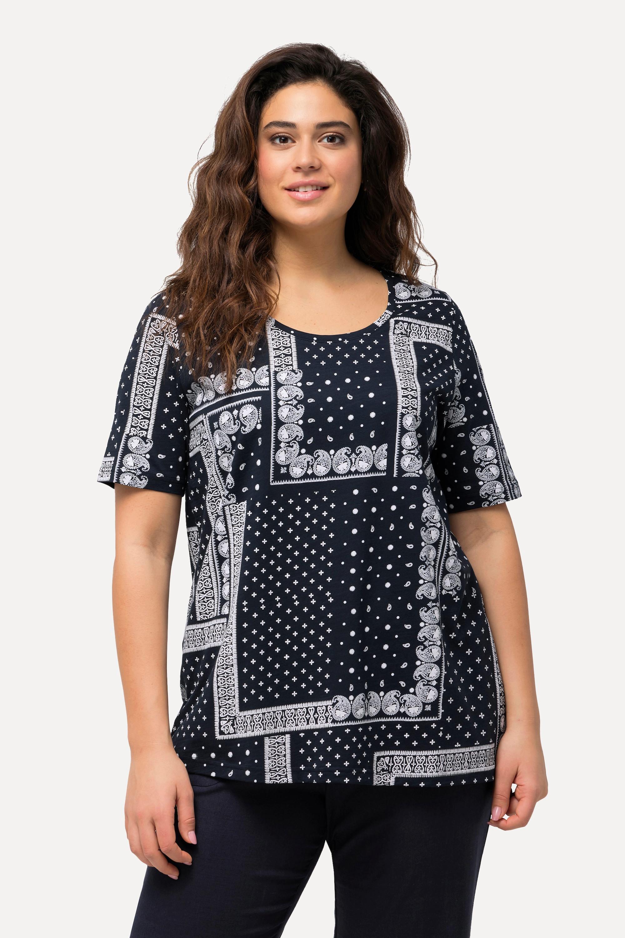 Ulla Popken T-Shirt Vintage Ligne A Col Rond Manches Courtes  