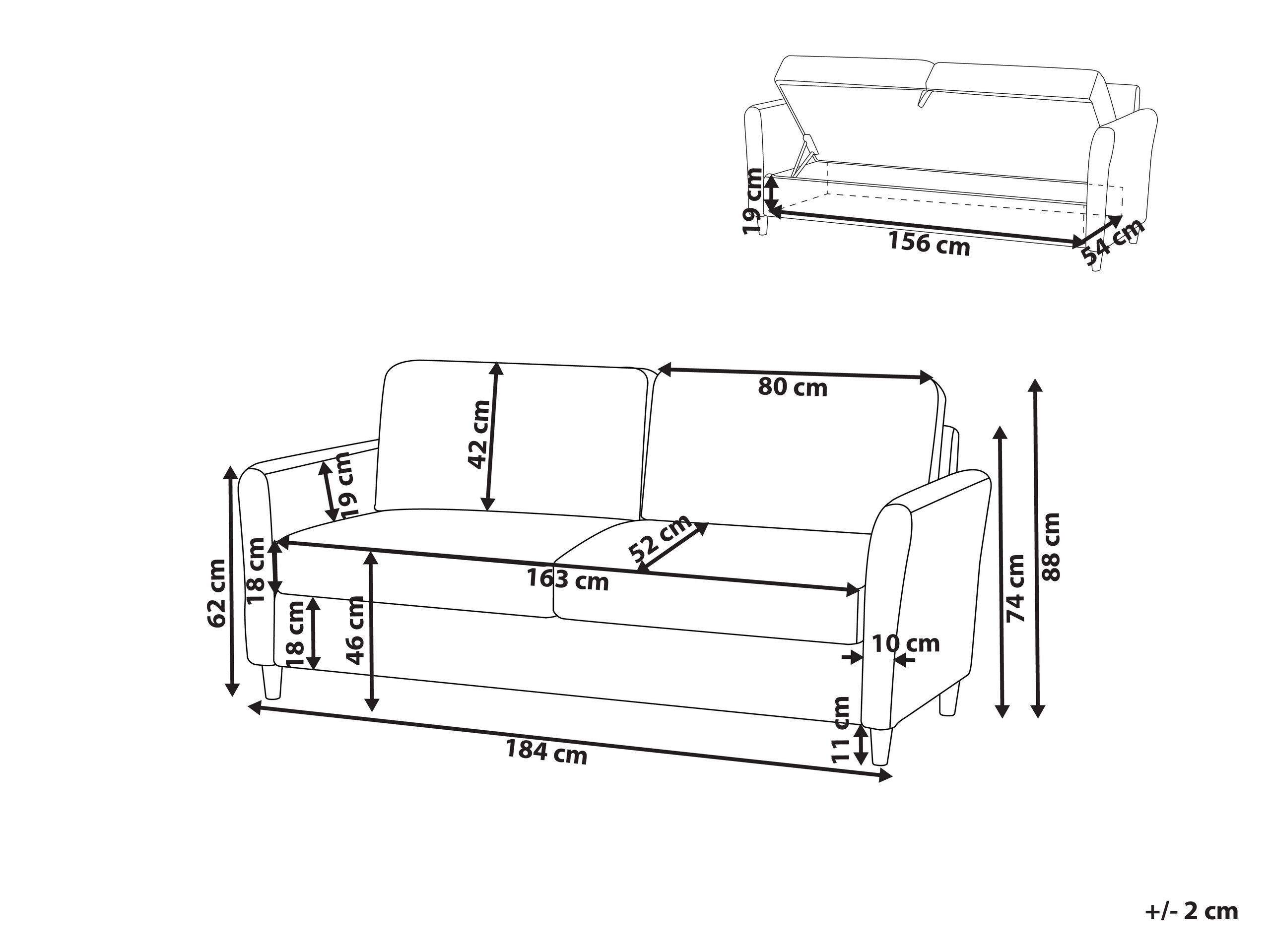 Beliani 3 Sitzer Sofa aus Polyester Klassisch MARE  