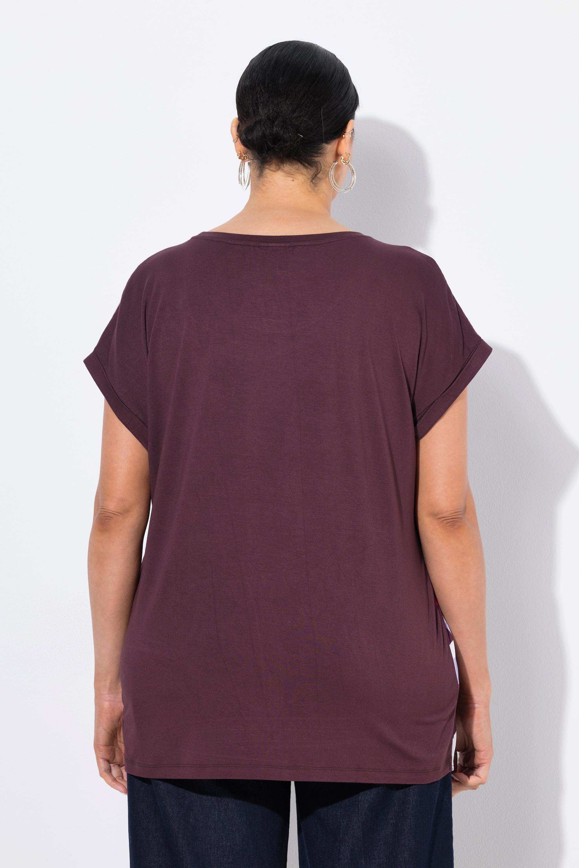 Ulla Popken Oversized Grafischer Druck Rundhals Halbarm T-Shirt  