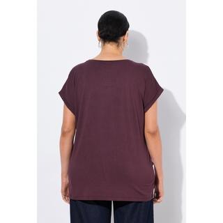 Ulla Popken Oversized Grafischer Druck Rundhals Halbarm T-Shirt  