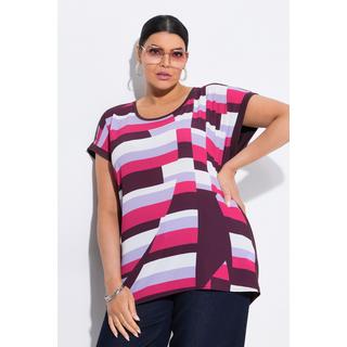 Ulla Popken Oversized Grafischer Druck Rundhals Halbarm T-Shirt  