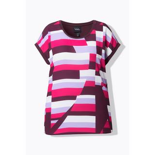 Ulla Popken Oversized Grafischer Druck Rundhals Halbarm T-Shirt  