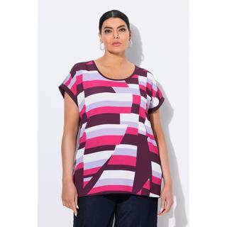 Ulla Popken Oversized Grafischer Druck Rundhals Halbarm T-Shirt  