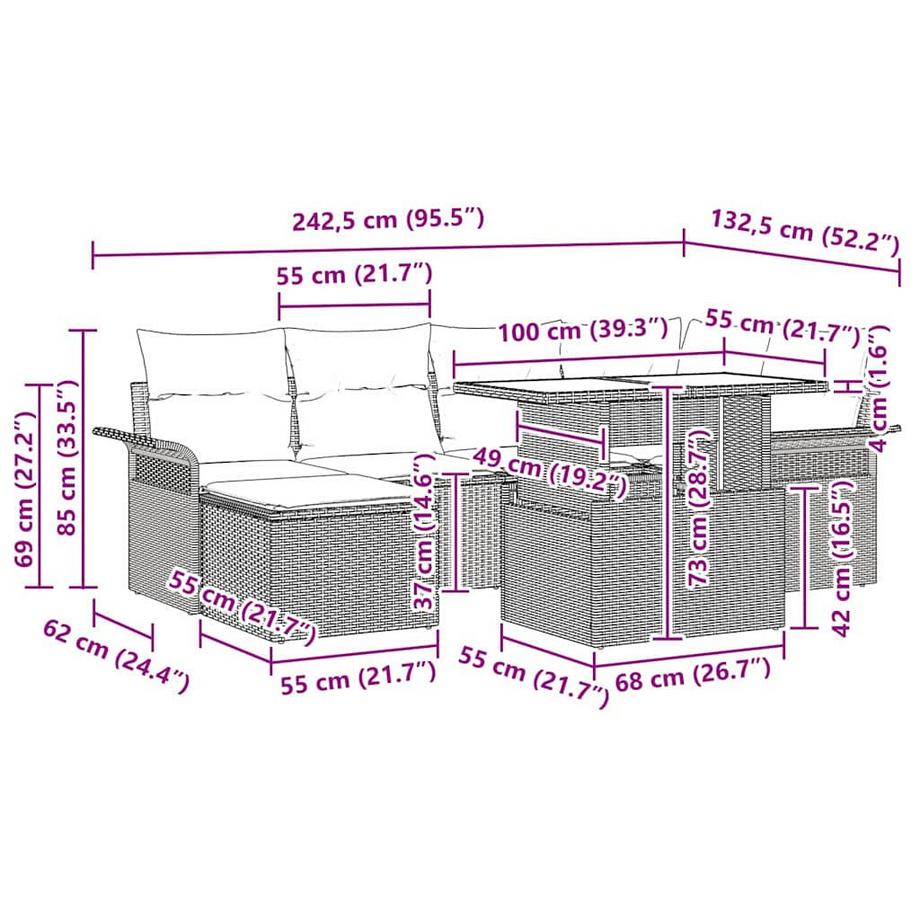 VidaXL Ensemble de meubles de jardin poly rattan  