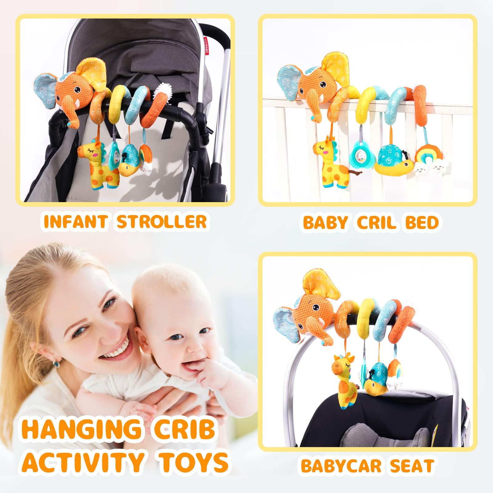 Activity-board  Jouet pour siège auto, spirale pour bébé, peluche, à suspendre, pour landau, barreau, poussette, berceau, avec boîte à musique, BB squeaker et hochets. 